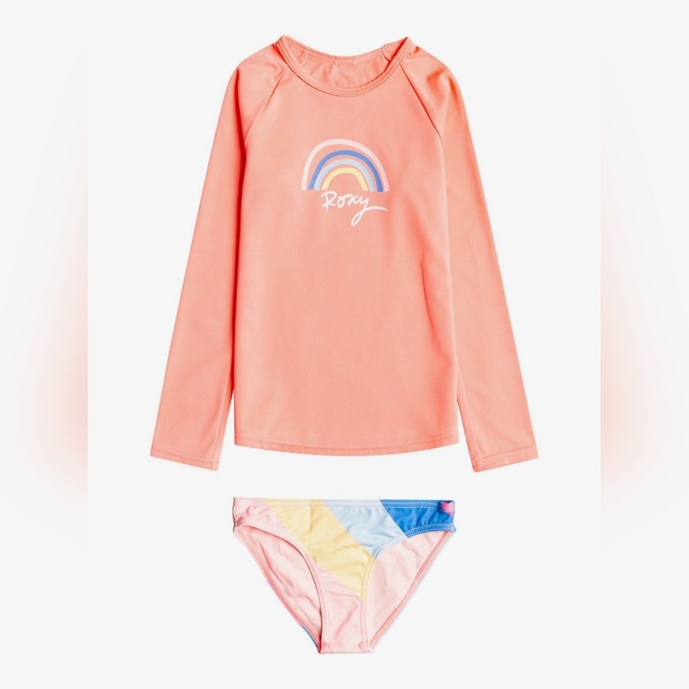 Roxy Little Girls Touch of Rainbow Rash Guard and Bottoms Set - UPF 50+